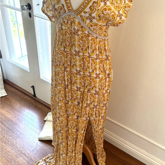 Long boho maxi dress high slit M - Picture 7 of 7